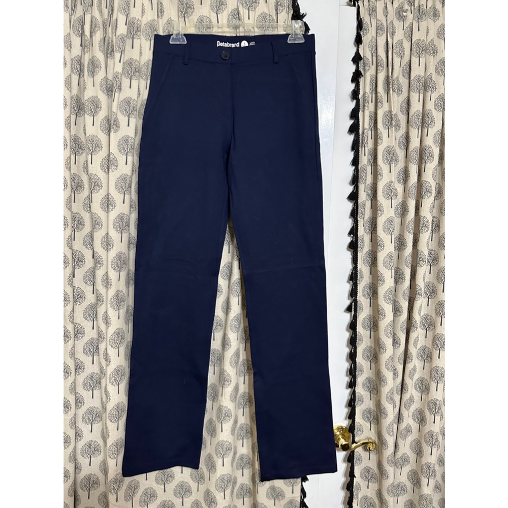 Women’s Small Long Betabrand Treggings Navy Straight-leg, mid-rise Work Pant EUC